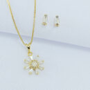 Conjunto flor com pedras navete ponta quadrada