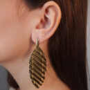 Brinco grande estilo folha dourado
