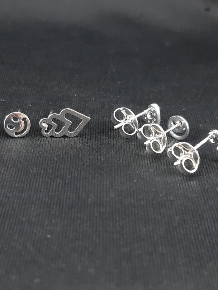 Trio de brincos diversos prateado