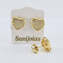 Brinco coração cravejado com microzircônias
