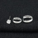 Trio de argola boleado prateado