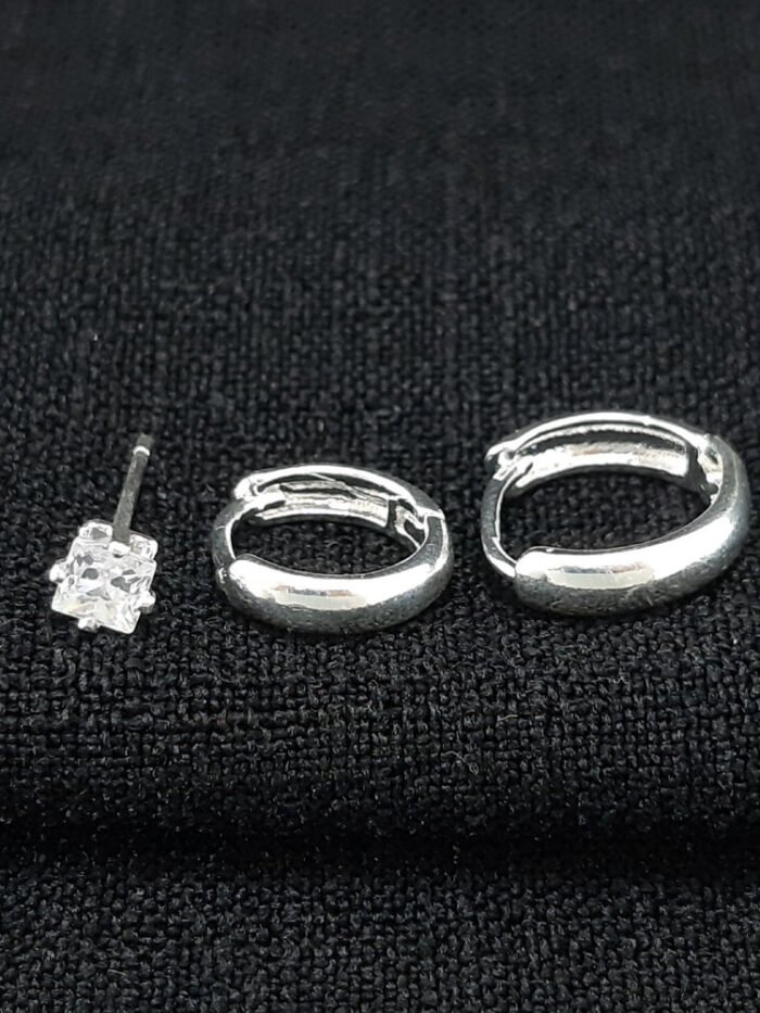 Trio de argola boleado prateado