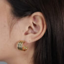 Argola  fios triplo boleado dourado