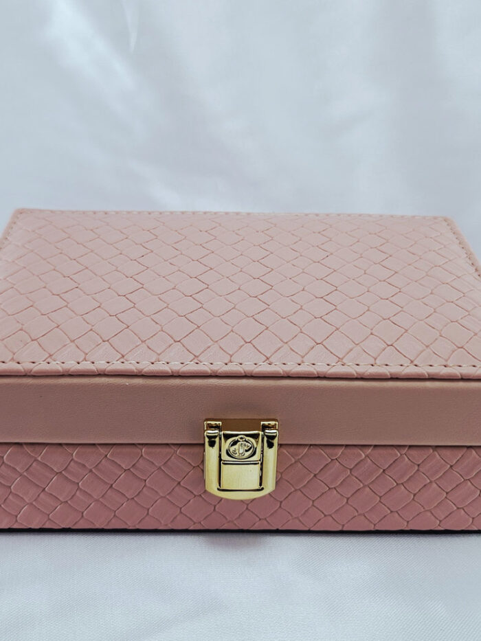 Estojo porta joias rosa claro