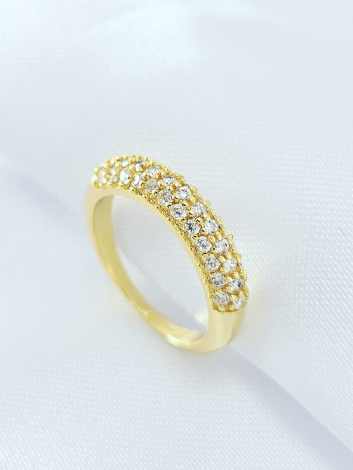 Anel base liso cravejado