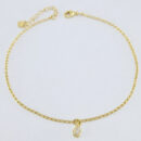 Tornozeleira elo português com pingente gota