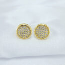 Brinco redondo cravejado borda detalhada