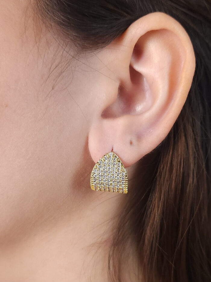 Brinco estilo curvado cravejado