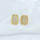 Brinco retangular cravejado com borda dourada