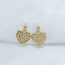 Brinco ponto de luz pêndulo coração cravejado