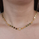 Gargantilha chocker coração cristal elos chapeado