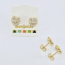 Brinco coração duplo cravejado