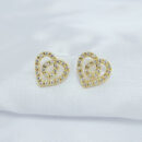 Brinco coração entrelaçado com pedras cristal