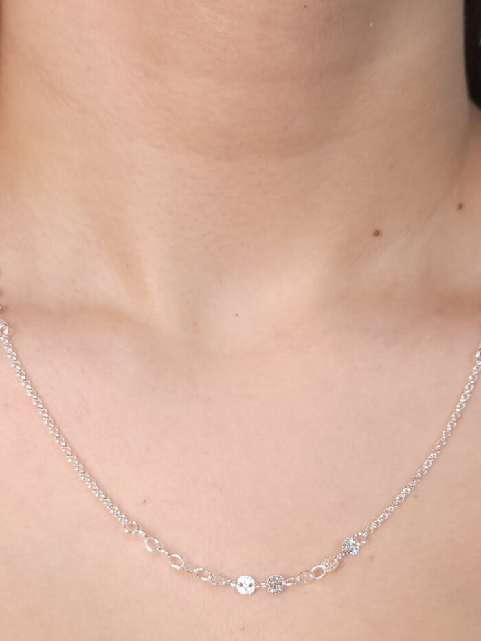 Longuinho elos redondos focos prateada