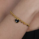 Pulseira duplas coração com elos chapeado