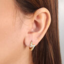 Brinco argola fio raio cravejado