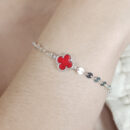 Pulseira  trevo com elos liso e chapeado