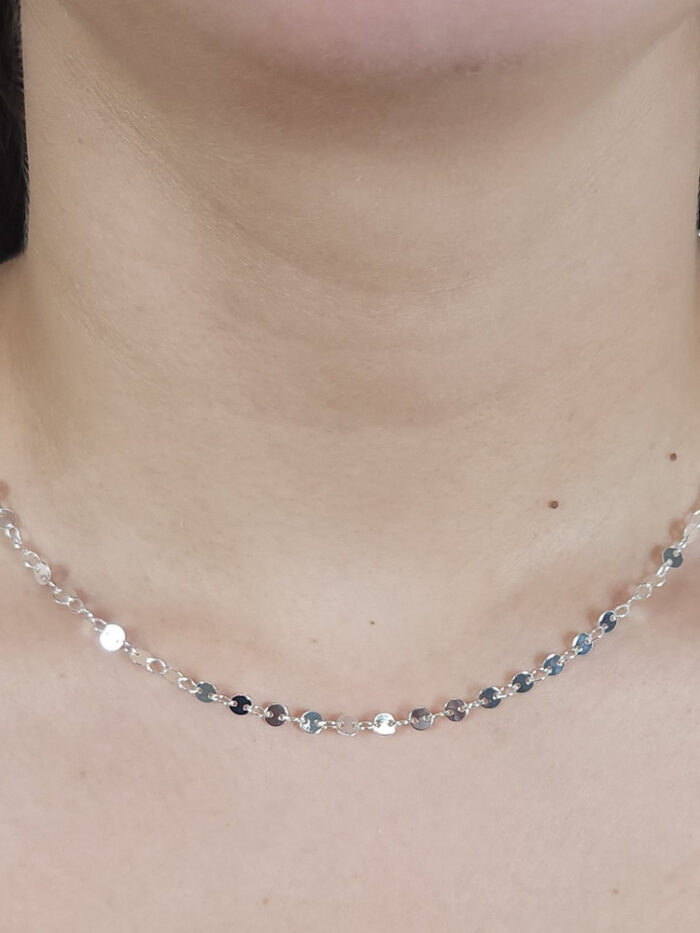 Gargantilha chocker elos chapeado prateado