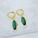 Brinco gancho pedra oval verde