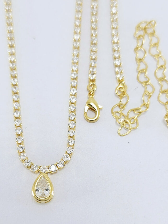 Choker riviera pingente gota cristal