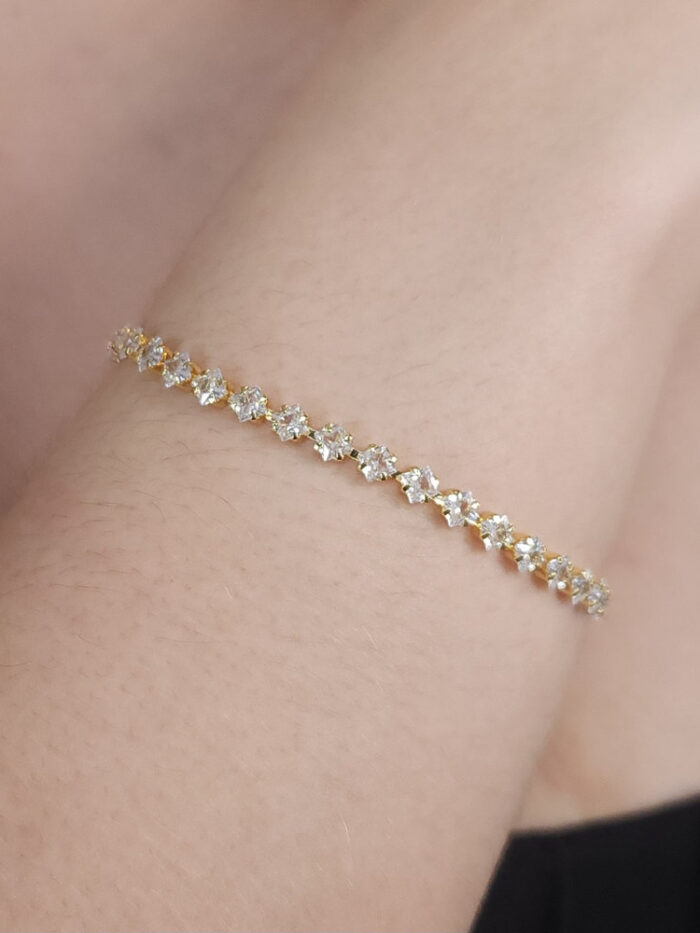 Pulseira riviera cristal dourada