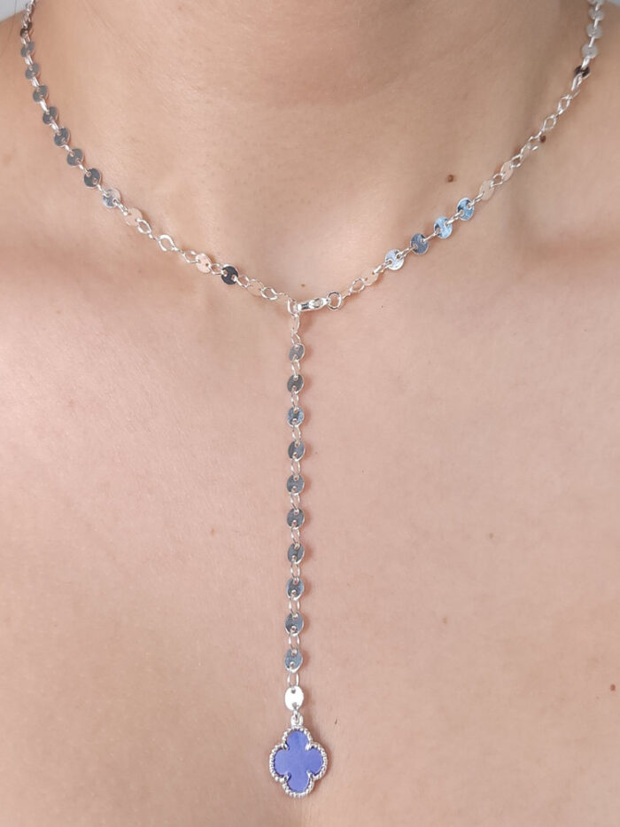 Gargantilha estilo trevo com elo chapeado