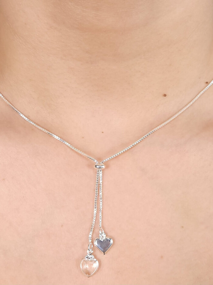 Gravatinha coração liso com cristal