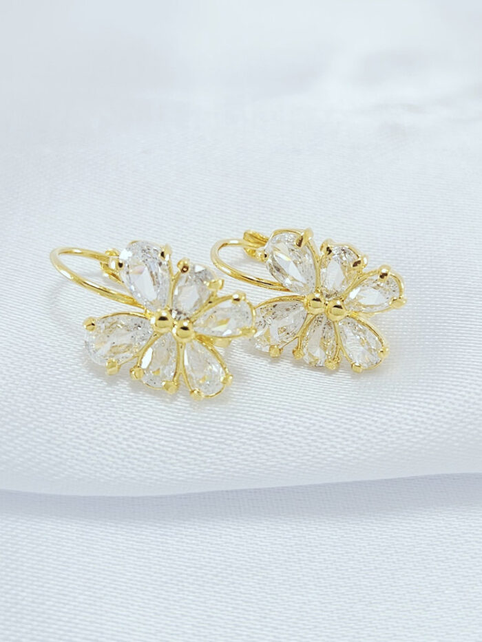 Brinco gancho de pressão borboleta cristal