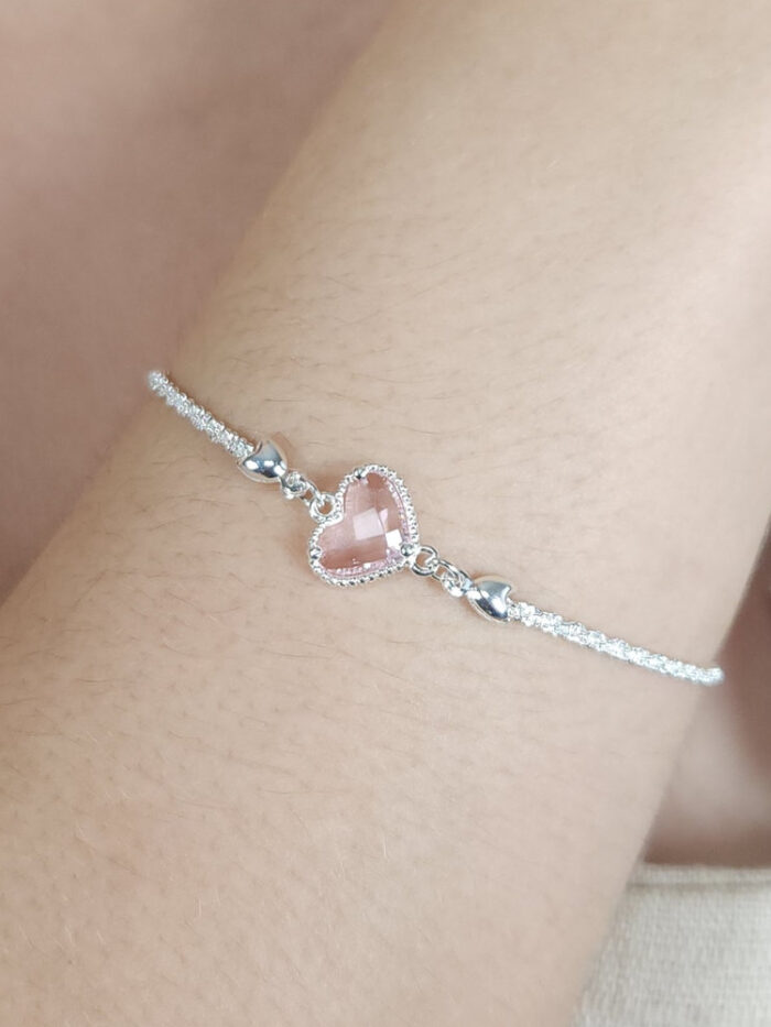 Pulseira elos trançados com coração