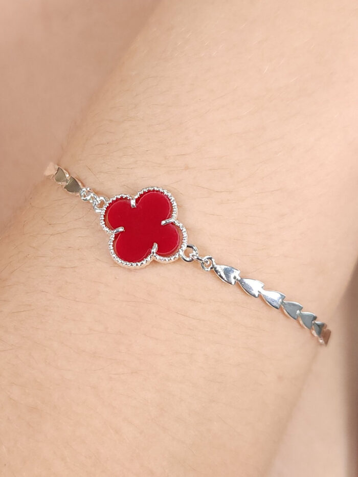 Pulseira elos liso com trevo