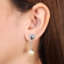 Brinco base coração caninho pêndulo pérola