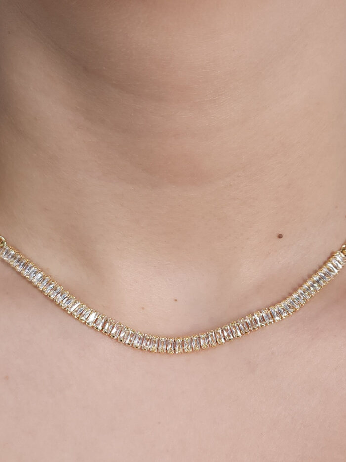 Gargantilha choker pedra baguete