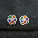 Brinco flor colorido cristal