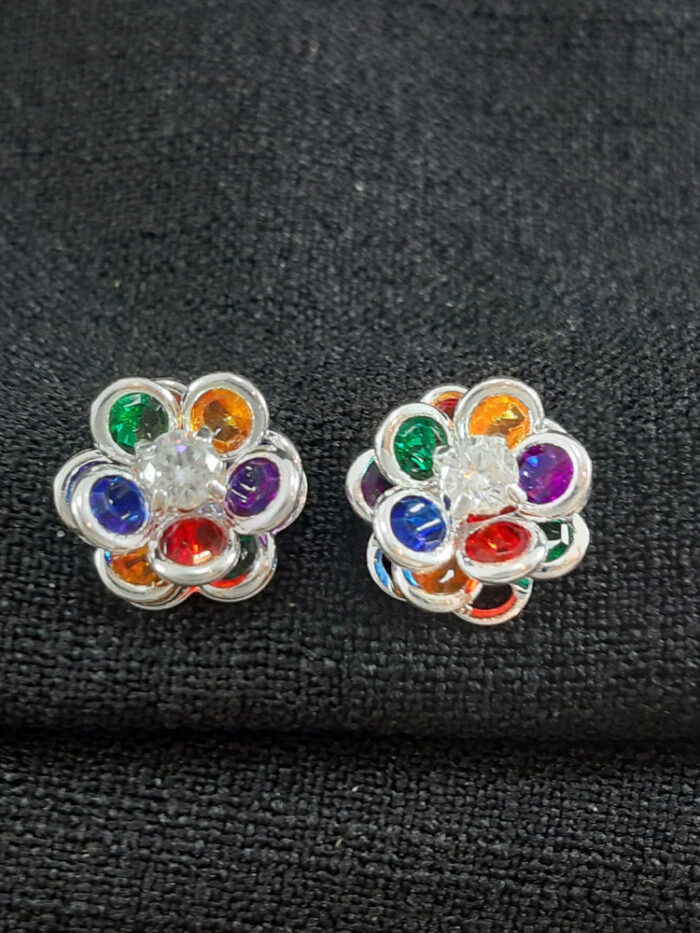 Brinco flor colorido cristal