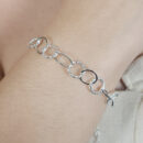 Pulseira elos vazados círculo detalhado e liso