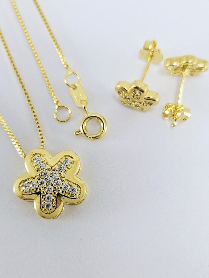 Conjunto flor cravejada