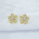 Brinco flor cravejado ponto de luz central