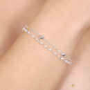 Pulseira dupla  com pérola e bola prateada