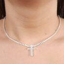Choker pedras navete com cruz cravejada