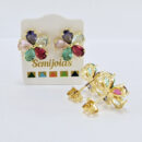 Brinco flor pétalas colorida