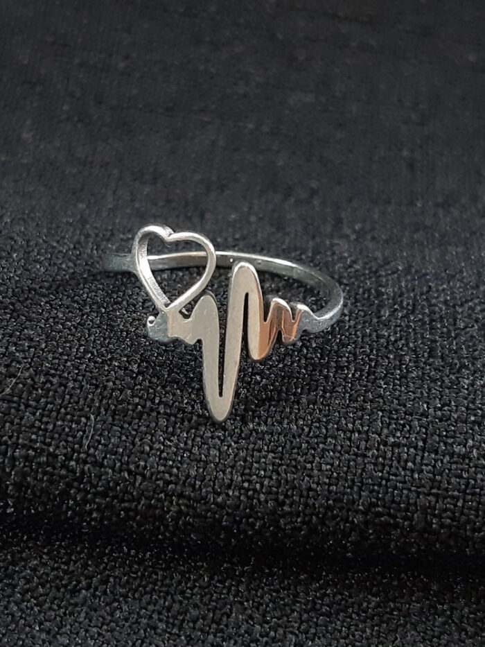 Anel fio batimento cardíaco com coração vazado