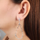 Brinco base cristal fio oval ondulado