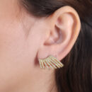 Brinco leque em fios cravejados com microzircônias