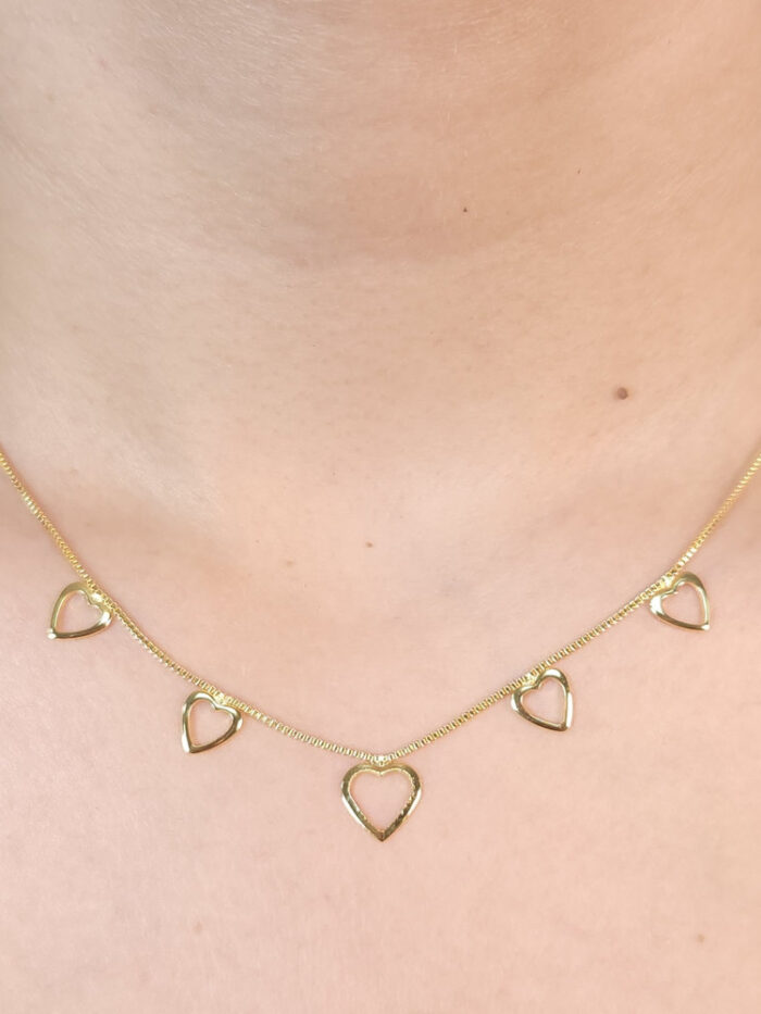 Gargantilha veneziana corações vazado