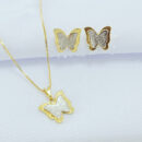 Conjunto borboleta dupla detalhe em ródio