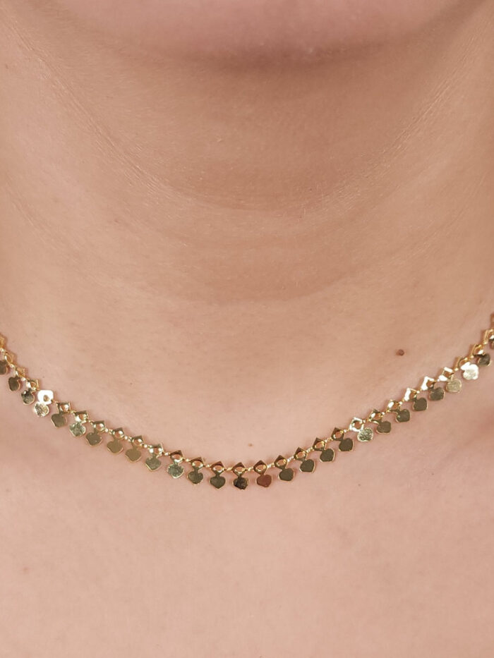 Gargantilha chocker estilo coração chapeado