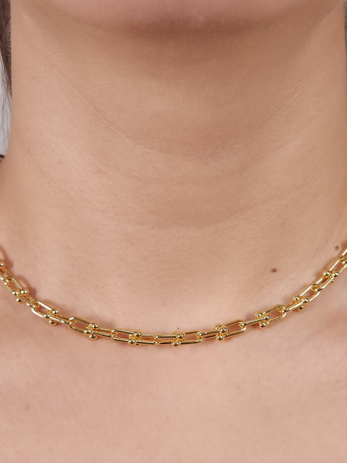 Gargantilha choker elo tiffany dourado