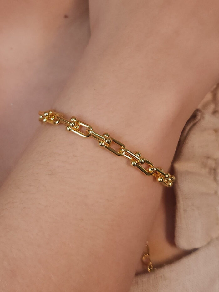 Pulseira elo tiffany dourado