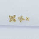 Trio de brinco formato X com zircônia