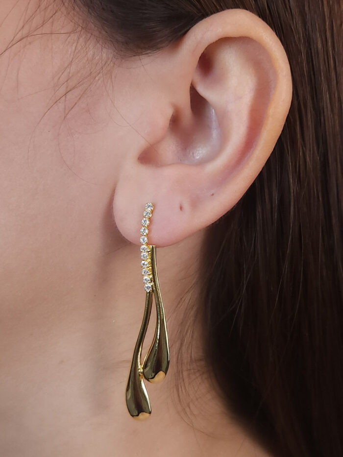 Brinco riviera com gotas dupla